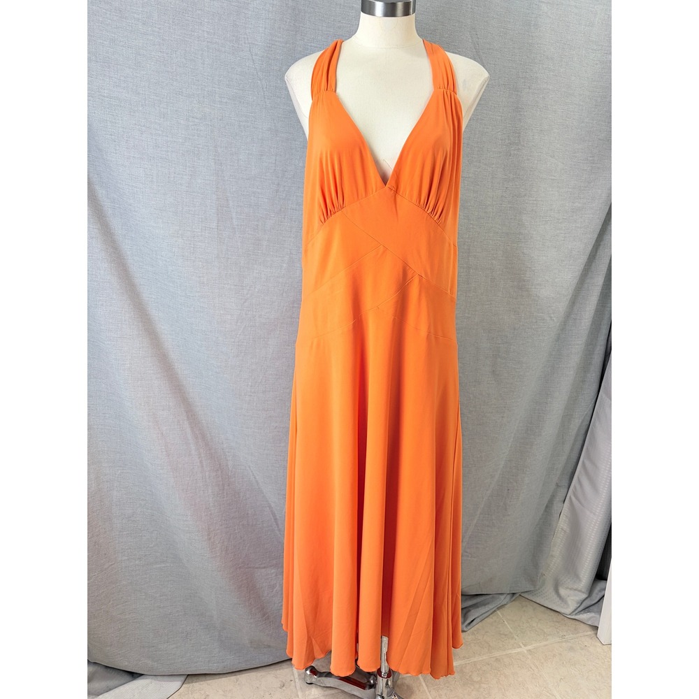Midnight Velvet Orange Halter Maxi‎ Dress Open Back Plus Size 20W